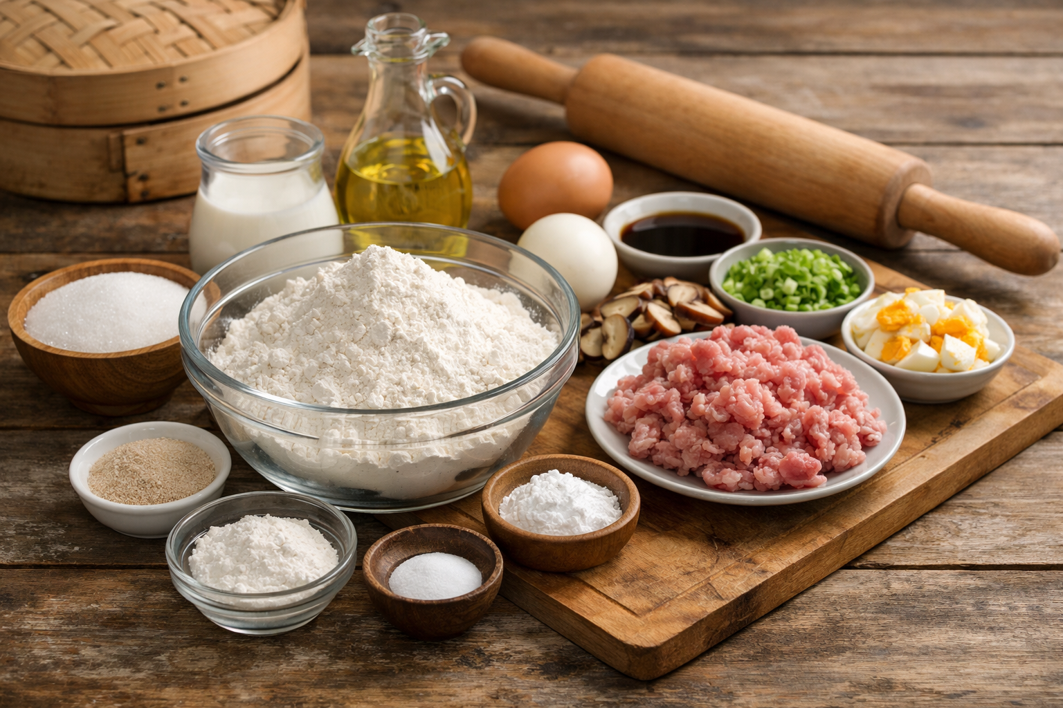 cách làm bánh bao không cần máy - Các Nguyên Liệu Cần Chuẩn Bị Để Làm Bánh Bao Không Cần Máy