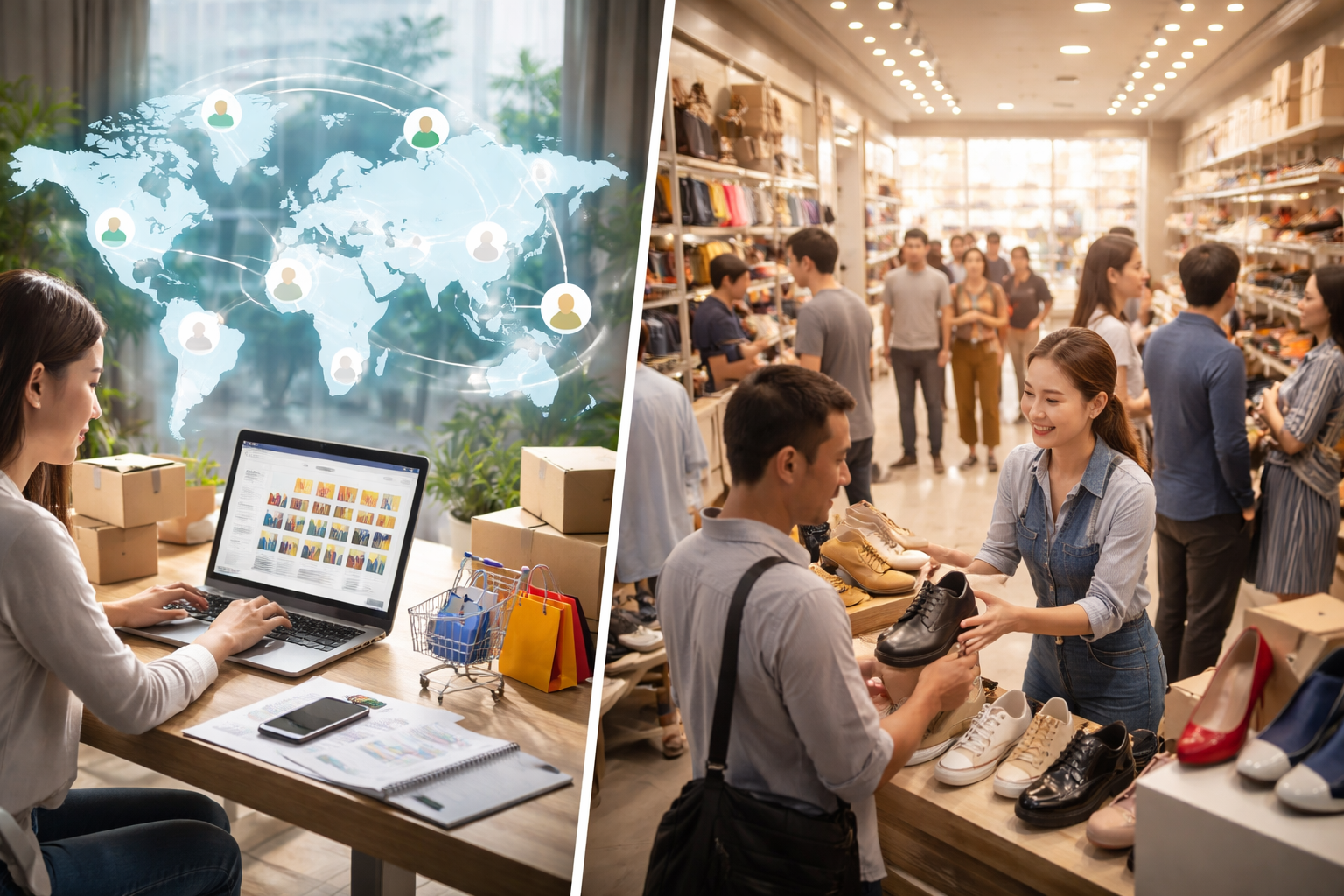 so sánh kinh doanh online và truyền thống - So sánh cơ hội tiếp cận khách hàng và khả năng mở rộng