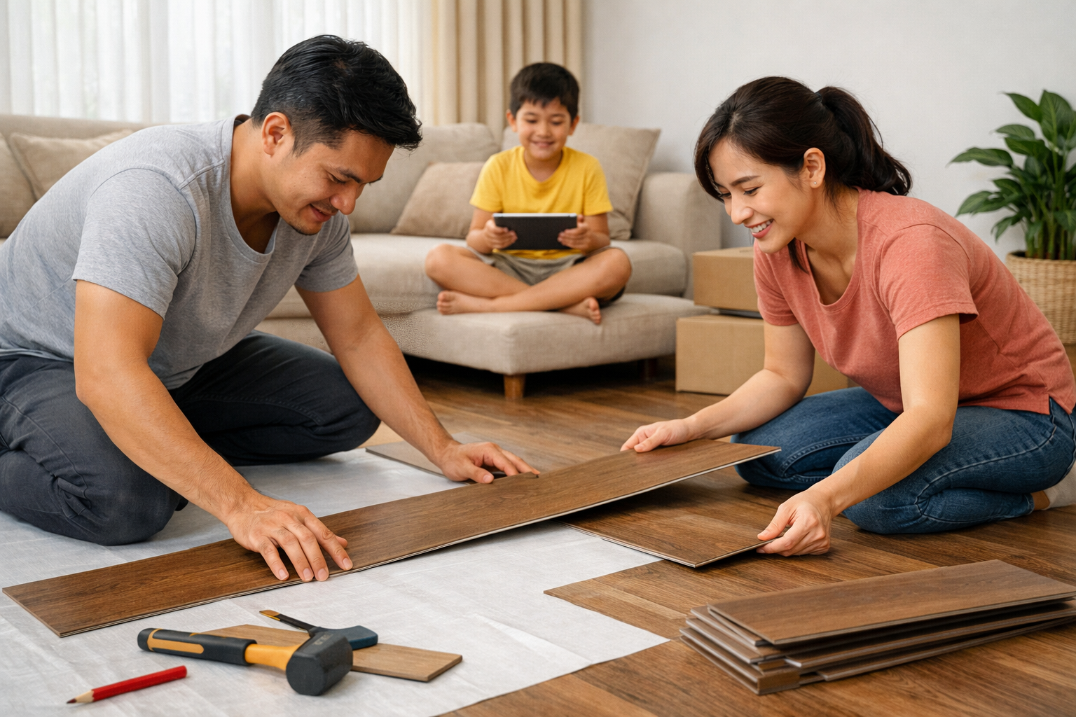 Cách lắp sàn nhựa đơn giản tại nhà - Vì sao nhiều gia đình chọn tự lắp sàn nhựa tại nhà?