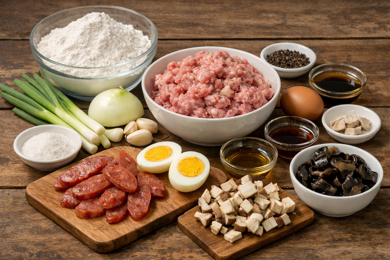 cách làm bánh bao nhân thịt - Nguyên liệu cần chuẩn bị cho bánh bao nhân thịt