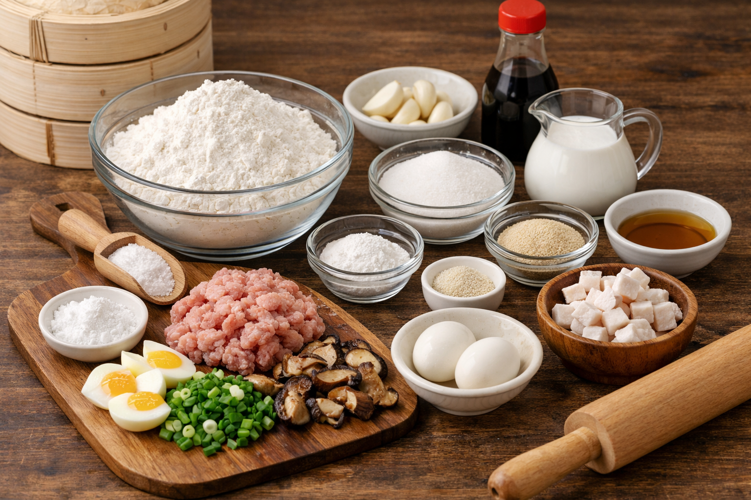 làm bánh bao mềm mịn tại nhà - Nguyên liệu cần chuẩn bị khi làm bánh bao tại nhà