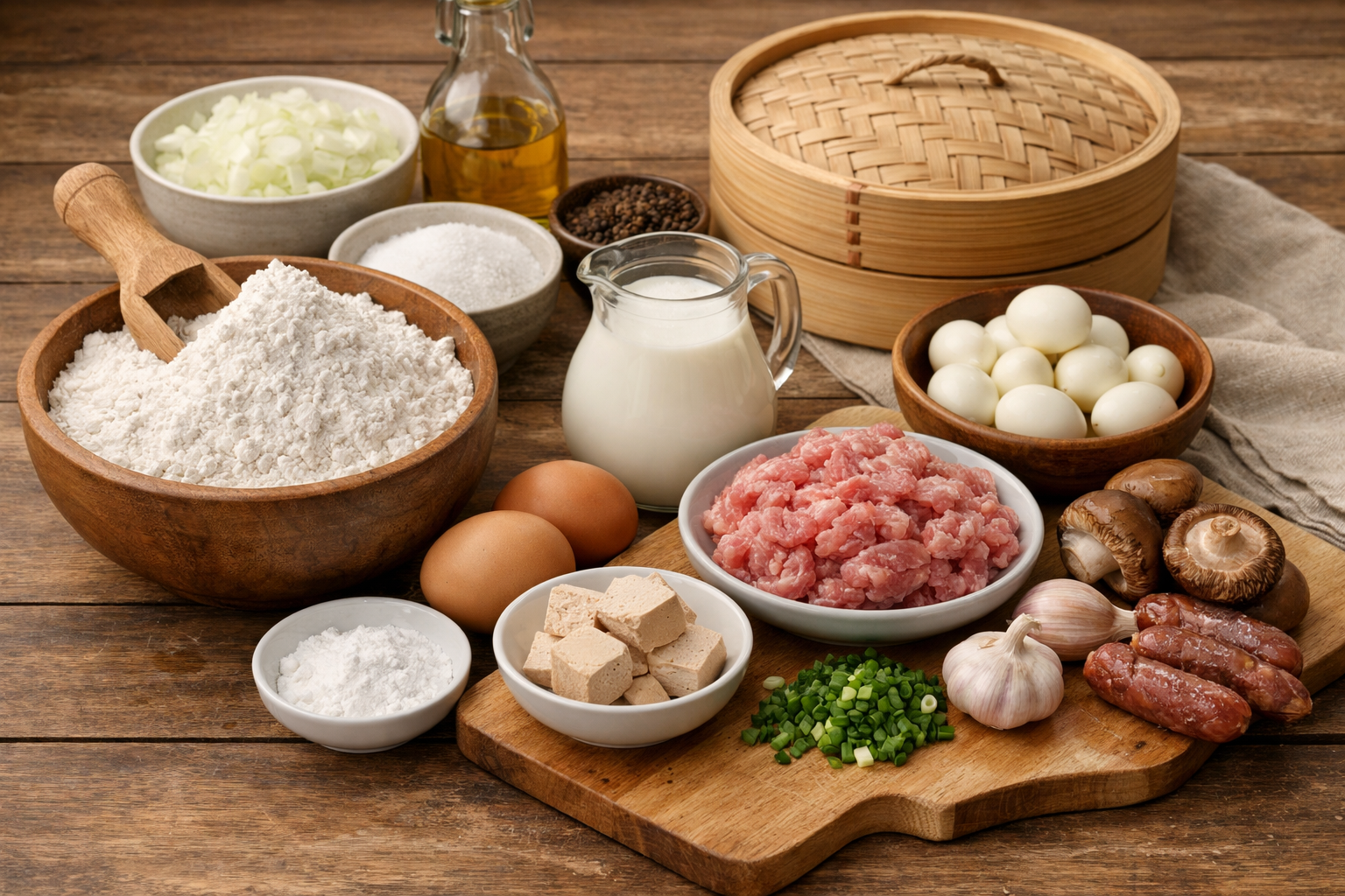 làm bánh bao dễ dàng tại nhà - Nguyên liệu cần chuẩn bị khi làm bánh bao tại nhà