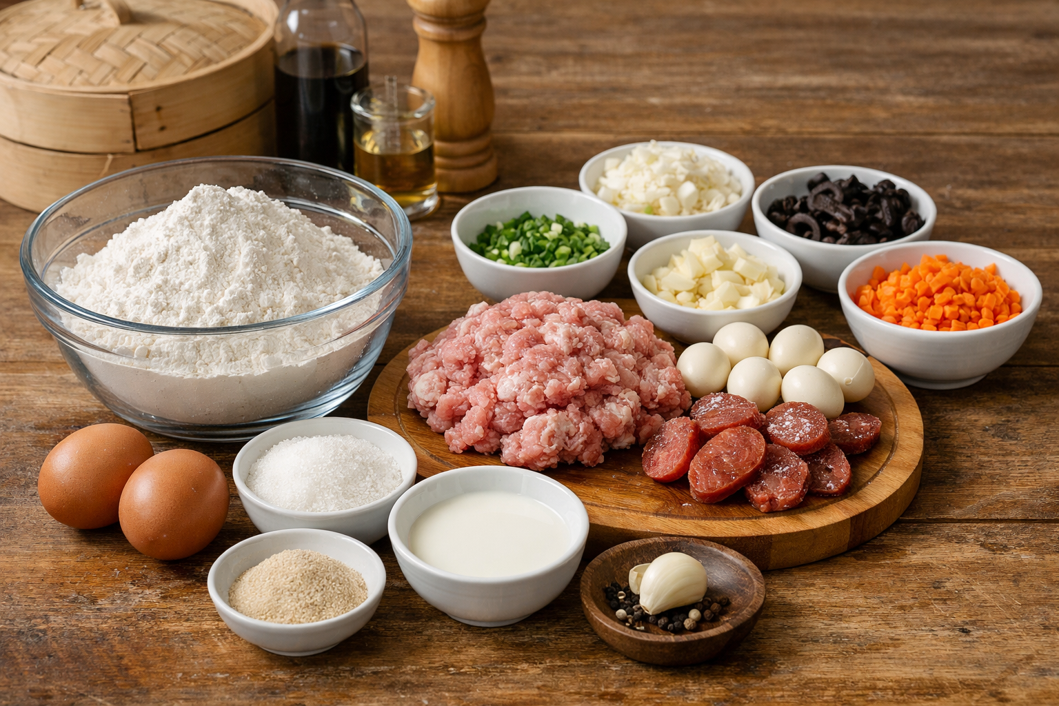 cách làm bánh bao hấp nhanh - Nguyên Liệu Cần Chuẩn Bị Để Làm Bánh Bao Hấp
