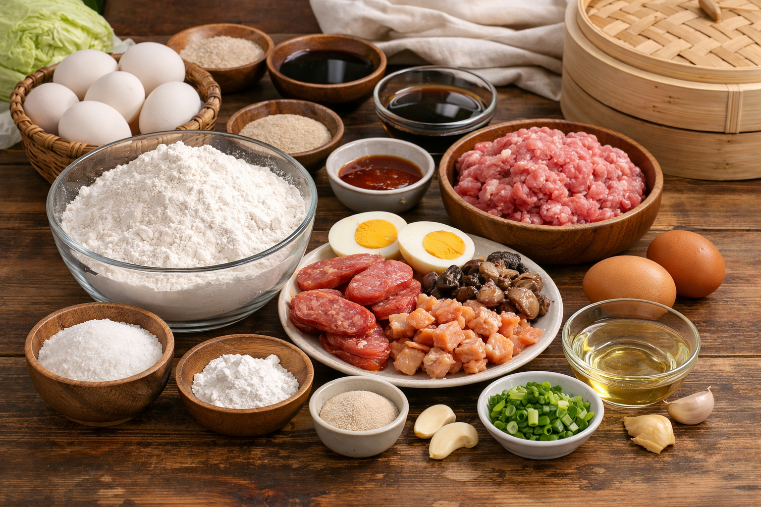công thức làm bánh bao thơm ngon - Nguyên liệu cần chuẩn bị để làm bánh bao thơm ngon